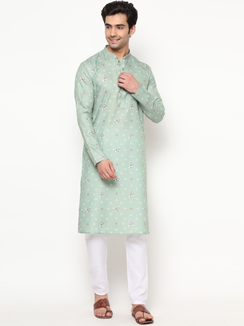 

THE GENTLEMENS CLUB Men Geometric Kurta, Green