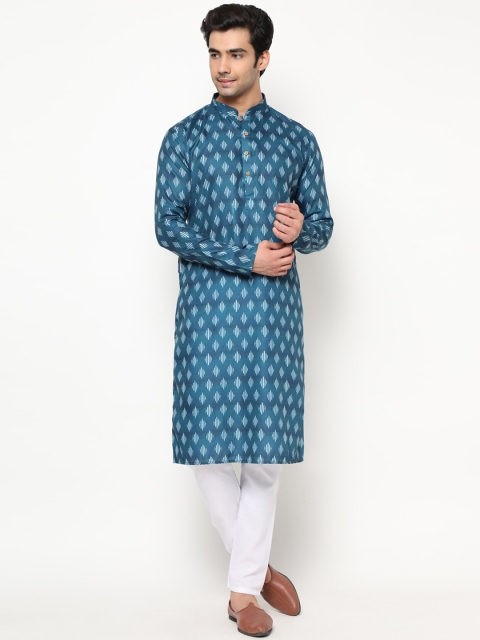 

THE GENTLEMENS CLUB Men Geometric Kurta, Blue