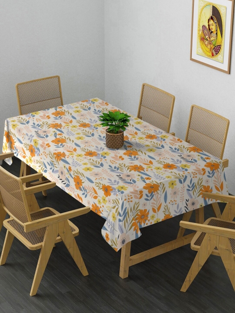 

KLOTTHE 6 Seater Floral Printed Rectangular Table Cover, Yellow