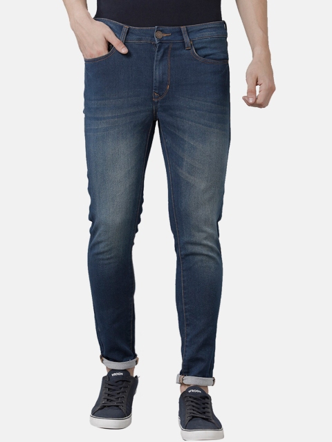 

Double Two Men Blue Lean Slim Fit Low-Rise Heavy Fade Jeans