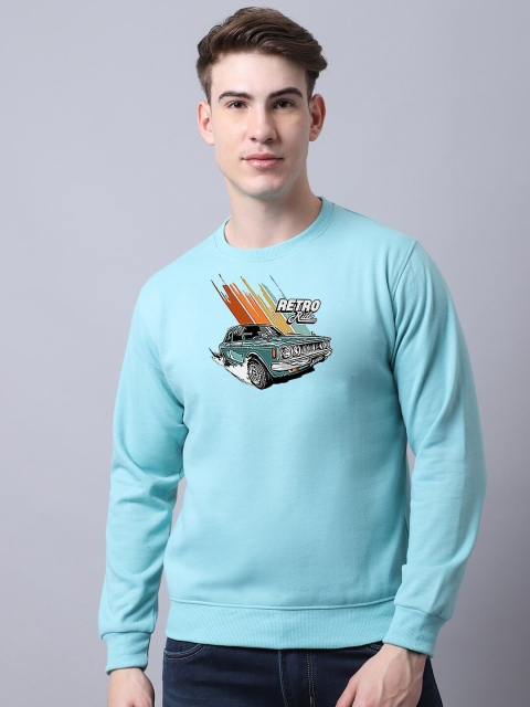 

Obaan Men Graphic Printed Sweatshirt, Turquoise blue