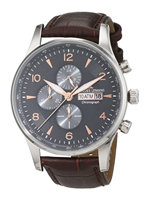 

Jacques Lemans Men Black Dial & Brown Leather Textured Straps Analogue Watch 1-1844D