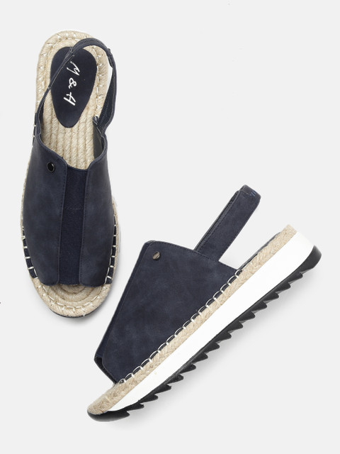 

Mast & Harbour Women Navy Blue Solid Flatforms