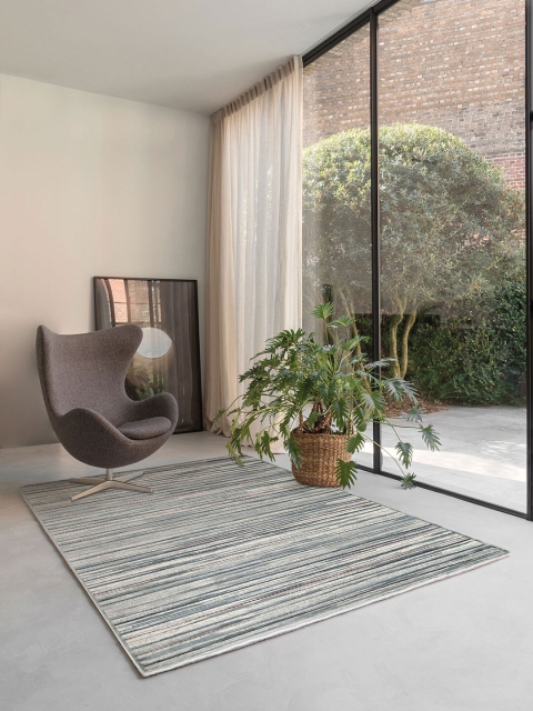 

DDecor Striped Textured Large Carpets, Blue