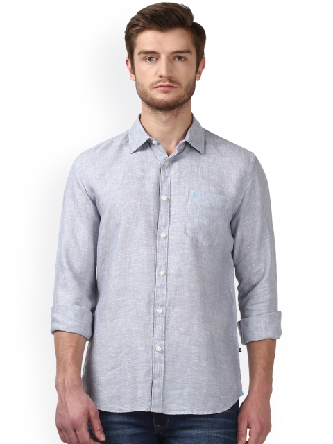 

Parx Men Grey Smart Slim Fit Solid Linen Casual Shirt