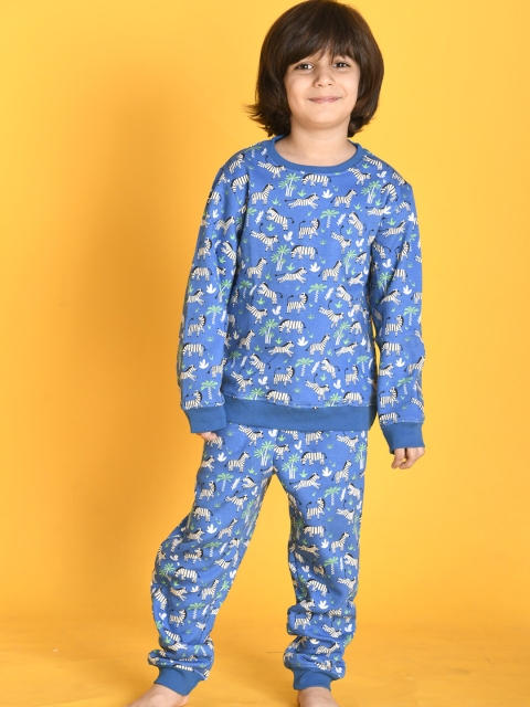 

Anthrilo Boys Blue & White Printed T-shirt with Trousers