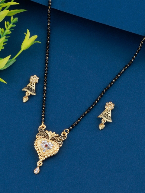 

Silver Shine Gold-Plated Stone-Studded Mangalsutra Set