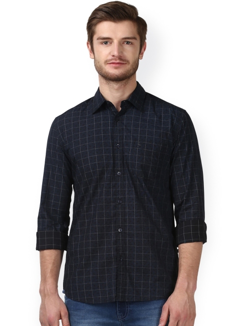 

Parx Men Navy Blue Smart Slim Fit Printed Casual Shirt