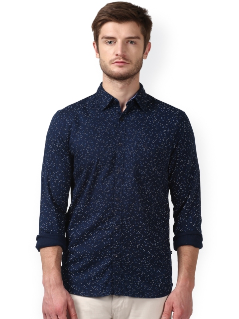 

Parx Men Navy Blue Smart Slim Fit Printed Casual Shirt