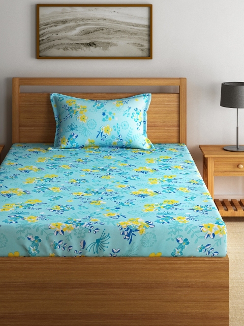 

Swayam Eco Blue Cotton 144 TC Single Bedsheet with 1 Pillow Cover