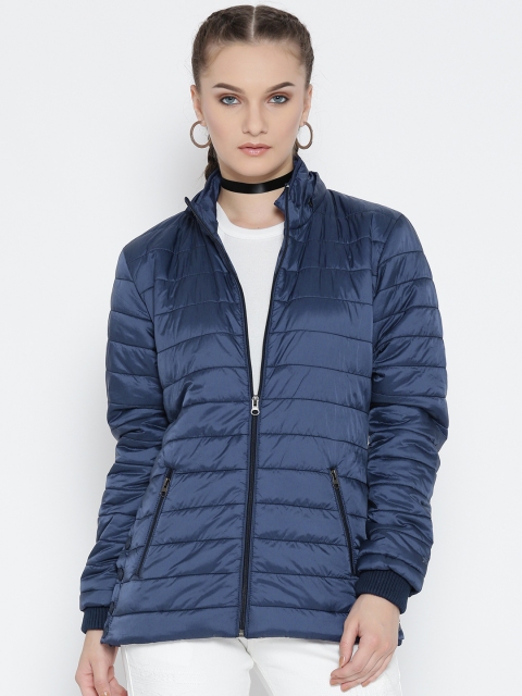 

Fort Collins Women Navy Quilted Parka Jacket with Detachable Hood, Navy blue