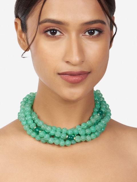 

Ahaanya Brass Choker Necklace, Green