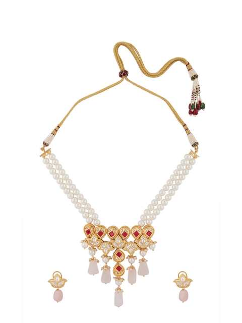 

Ahaanya Gold-Plated & Stone & Pearl Studded Jewellery Set