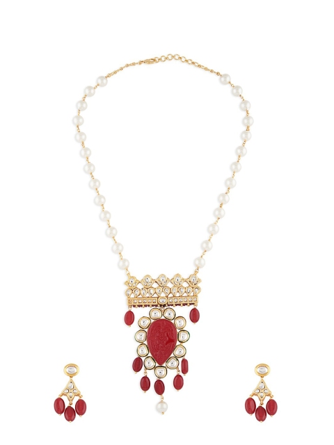 

Ahaanya Gold-Plated Onyx Stone-Studded & Pearls-Beaded Jewellery Set