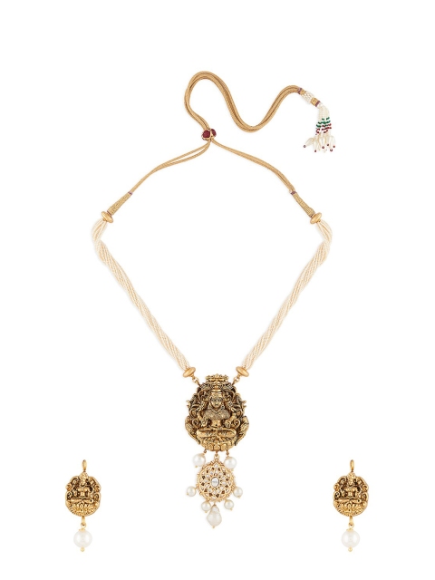 

Ahaanya Gold-Plated Kundan-Beaded Jewellery Set