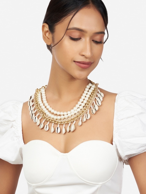 

Ahaanya Women Brass Gold-Plated Layered Necklace