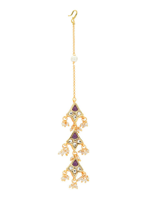

Ahaanya Women Enamelled Maang Tikka With Pearls, Purple