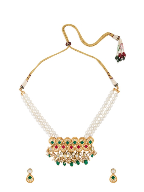 

Ahaanya Gold Plated Kundan Necklace & Earrings, Multi