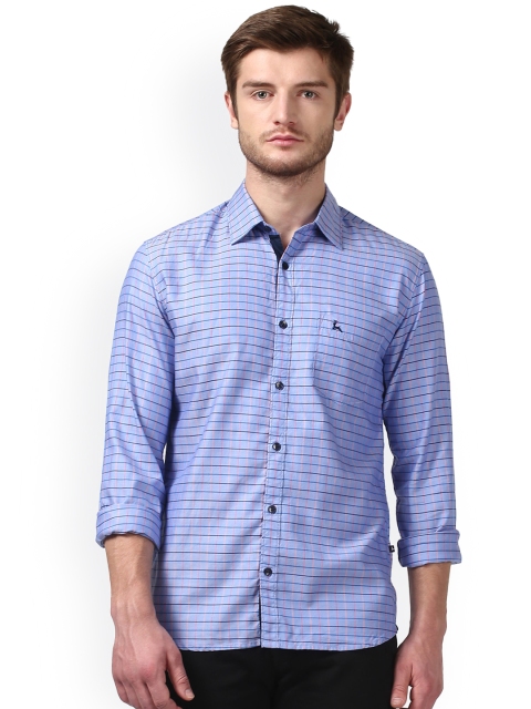 

Parx Men Blue Smart Slim Fit Checked Casual Shirt