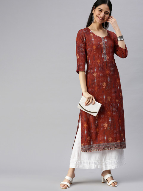 

ETIQUETTE Women Maroon Ethnic Motifs Printed Kurta