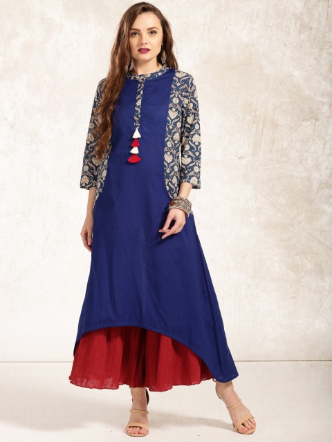 

Anouk Women Navy Blue Printed A-Line Kurta