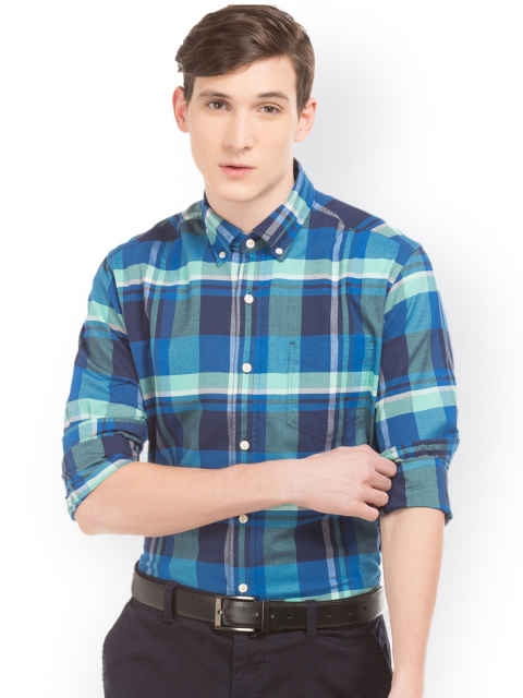 

Nautica Men Blue Regular Fit Checked Casual Shirt