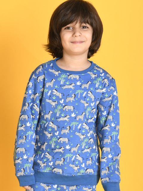 

Anthrilo Boys Blue & Grey Printed T-shirt with Trousers