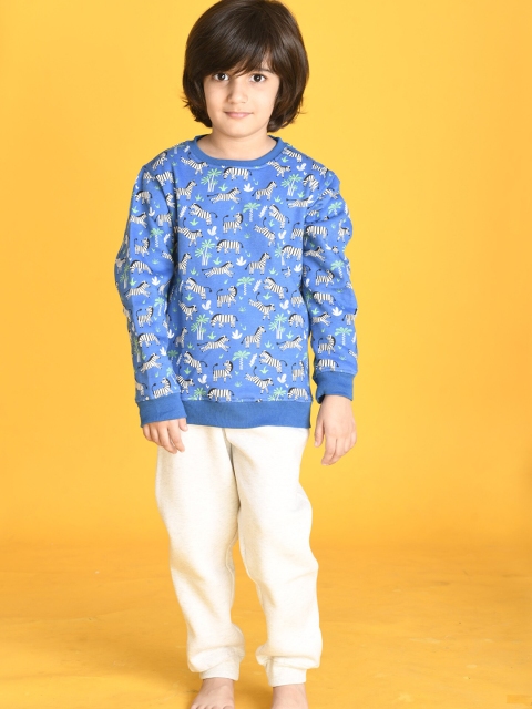 

Anthrilo Boys Blue & Grey Printed T-shirt with Trousers