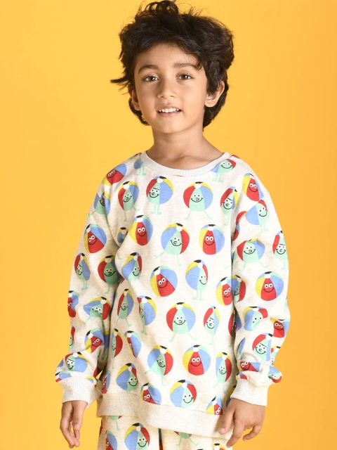 

Anthrilo Boys Grey Melange & Red Printed T-shirt with Trousers