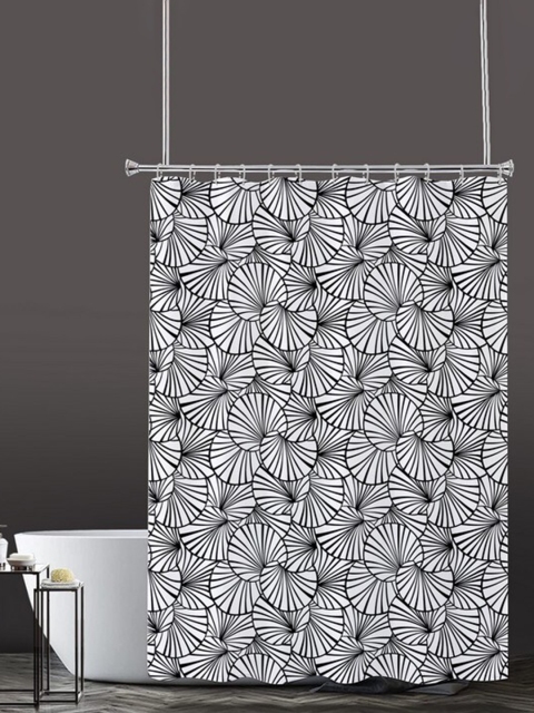 

Lushomes Abstract Printed Shower Curtain, Black