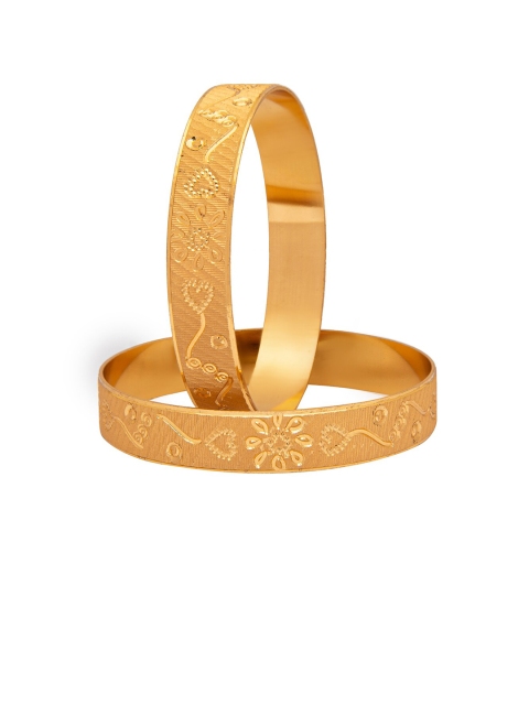 

Shining Jewel - By Shivansh Set Of 2 Gold-Plated & Toned Traditional Flower Design Bangles