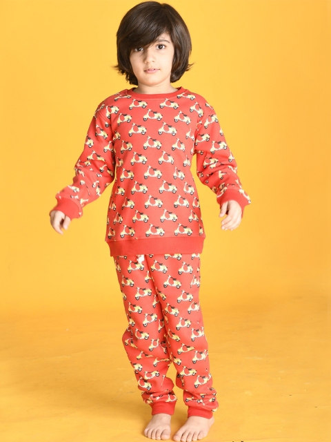 

Anthrilo Boys Red & Yellow Printed T-shirt with Trousers