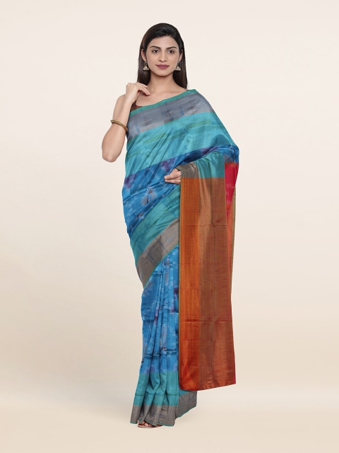 

Pothys Blue & Pink Zari Pure Silk Pochampally Saree