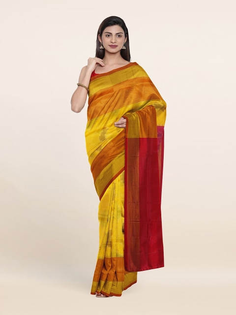 

Pothys Yellow & Red Zari Pure Silk Pochampally Saree