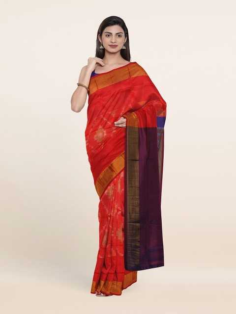 

Pothys Red & Purple Woven Design Zari Pure Silk Pochampally Saree