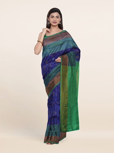

Pothys Blue & Green Woven Design Zari Pure Silk Pochampally Saree