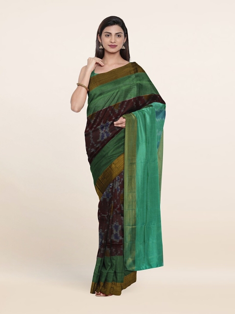 

Pothys Purple & Green Zari Pure Silk Pochampally Saree