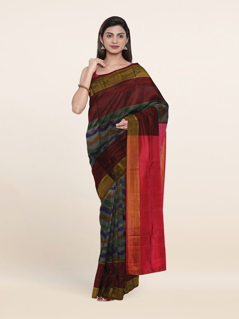 

Pothys Grey & Pink Zari Pure Silk Pochampally Saree