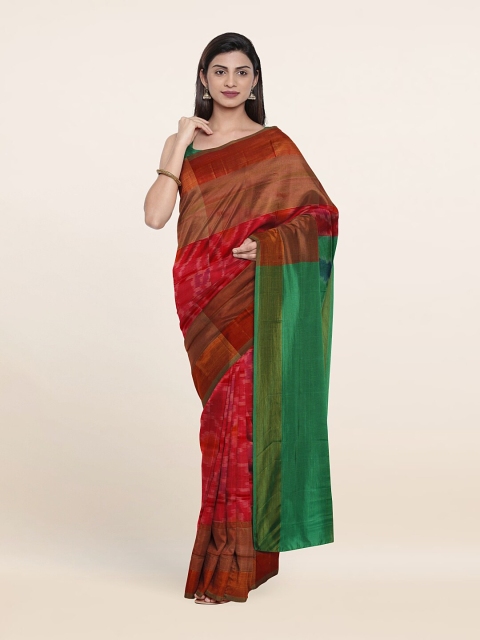 

Pothys Fuchsia & Green Zari Pure Silk Pochampally Saree