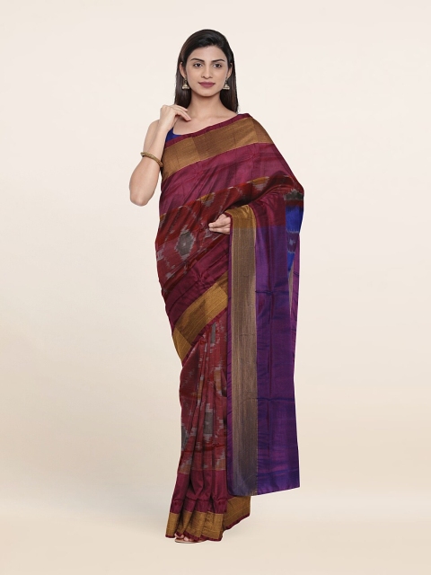 

Pothys Purple & Maroon Zari Pure Silk Saree