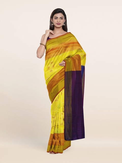 

Pothys Yellow & Blue Woven Design Zari Pure Silk Saree