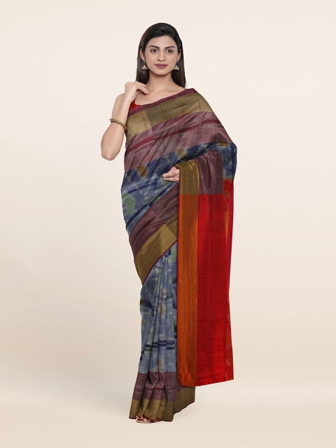 

Pothys Grey & Red Woven Design Zari Pure Silk Saree