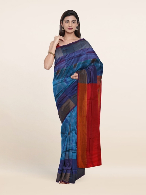 

Pothys Blue & Red Woven Design Zari Pure Silk Saree