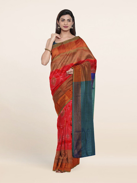 

Pothys Pink & Blue Zari Pure Silk Saree