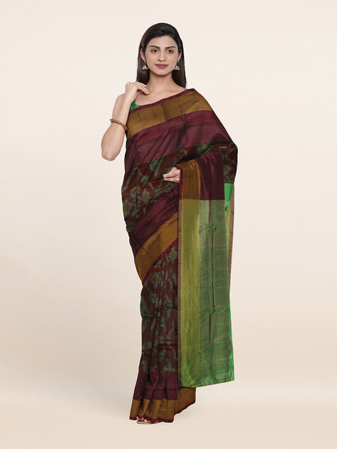 

Pothys Ethnic Motifs Pure Silk Saree, Brown