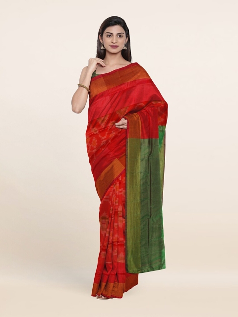 

Pothys Green & Red Woven Design Zari Pure Silk Saree