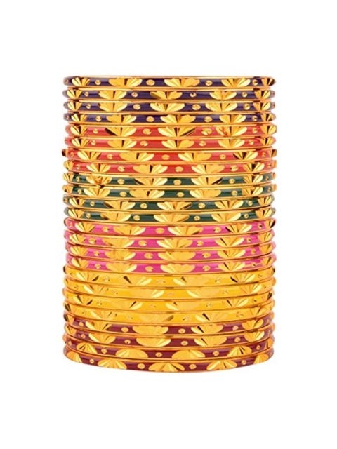 

Mallepula Set Of 24 Gold-Plated Diamond Cut Alloy Bangles