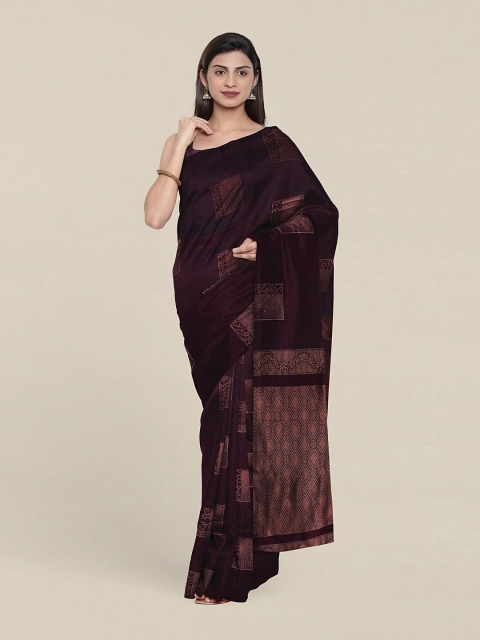 

Pothys Coffee Brown & Gold-Toned Ethnic Motifs Zari Pure Silk Saree