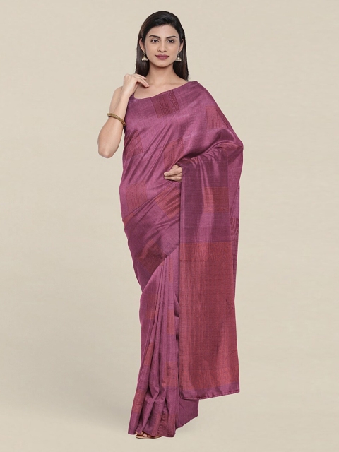 

Pothys Mauve & Gold-Toned Zari Pure Silk Saree