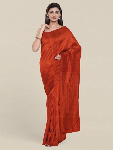 

Pothys Rust & Copper-Toned Ethnic Motifs Zari Pure Silk Saree
